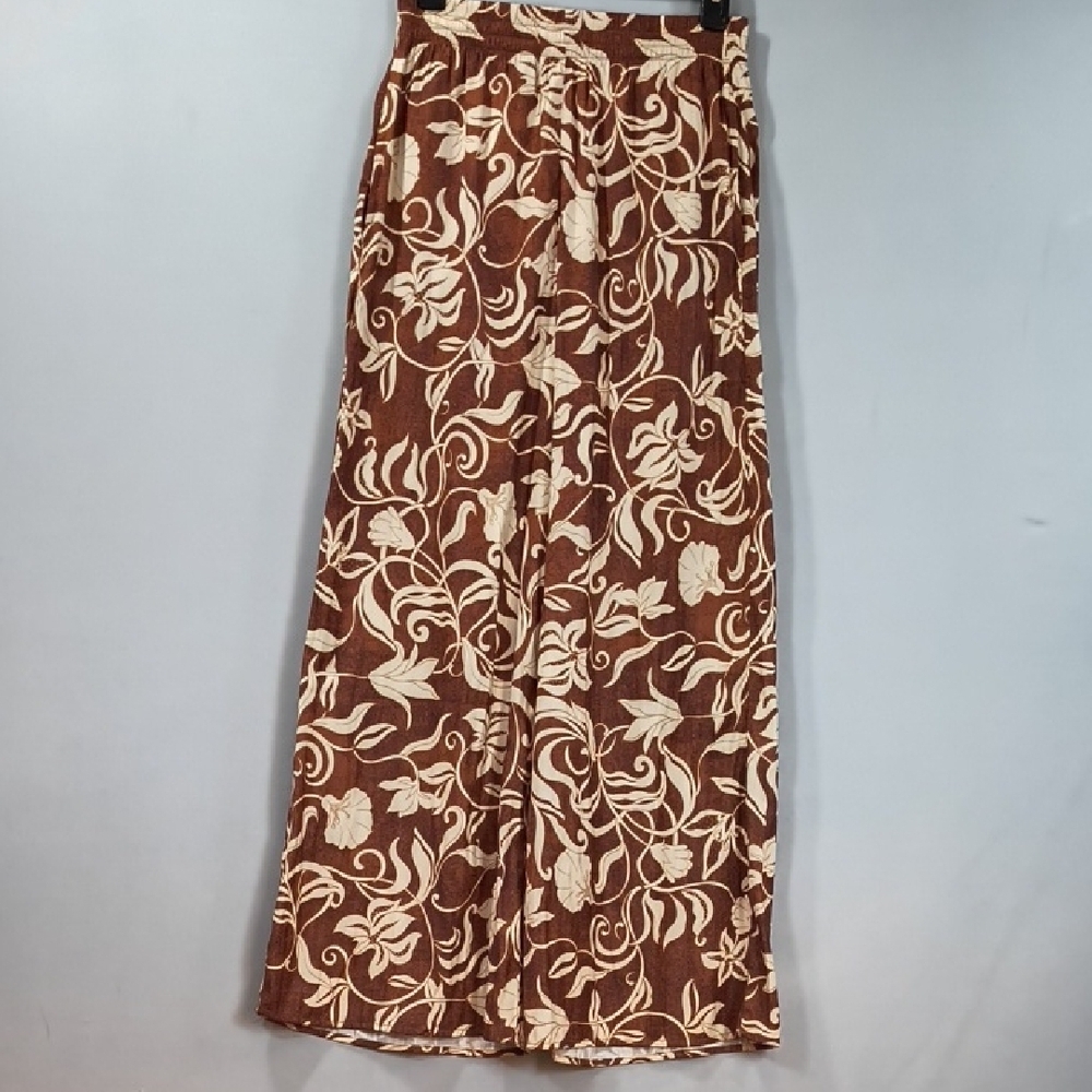Philosophy Republic Lightweight Wide Leg Floral Brown/Cream Pants Size XS